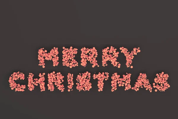 Feliz Natal palavras de bolas vermelhas no fundo preto — Fotografia de Stock