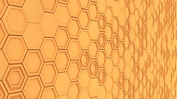 Abstrato 3d fundo feito de laranja hexágonos — Fotografia de Stock