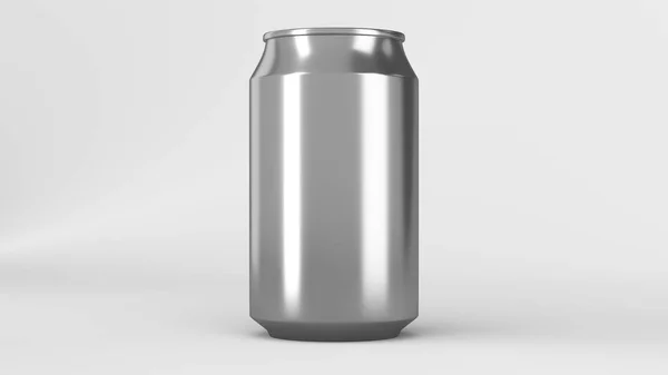 Puste małe srebrne aluminium soda może makieta na białym tle — Zdjęcie stockowe