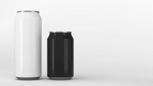 Büyük beyaz ve küçük siyah soda mockup kutular