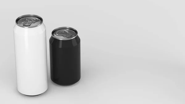 Grote witte en kleine zwarte soda cans mockup — Stockfoto