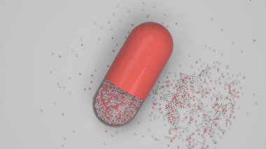 Beyaz arka plan üzerinde renkli ilaç kapsül