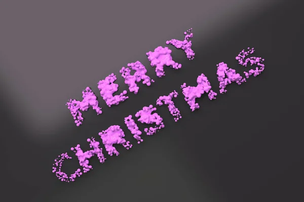 Vloeibare violet Merry Christmas woorden met druppels op zwarte CHTERGRO — Stockfoto