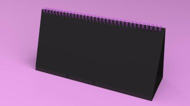 Siyah tablo takvim mock-up mor yüzeyi