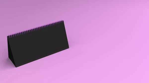 Zwarte tabel kalender mock-up op paarse oppervlak — Stockfoto