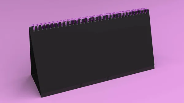 Black table calendar mock-up on purple surface — Stock Photo, Image