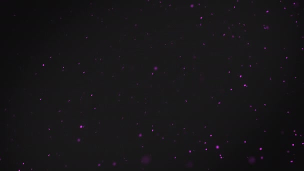 Fond abstrait avec des particules de bokeh flottant violet. De la poussière dans l'air. Mouvement lent 