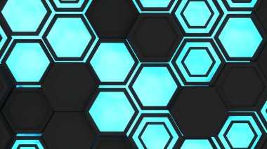 3d arka plan siyah altıgen yanarak bahislerin doğru mavi parlak ba tarihinde yapılmış