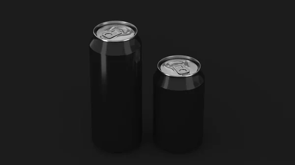 Grandes y pequeños latas de refresco negro maqueta —  Fotos de Stock