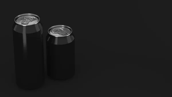 Grandes y pequeños latas de refresco negro maqueta — Foto de Stock