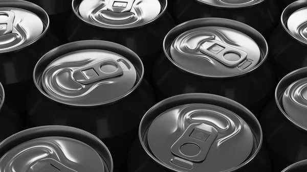 黒の背景に大きな黒いソーダ缶 — ストック写真