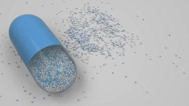 Beyaz arka plan üzerinde renkli ilaç kapsül