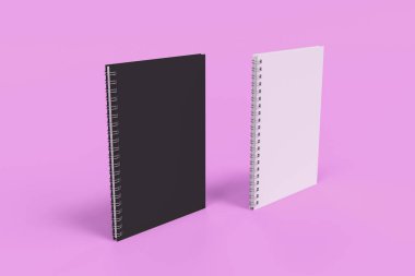 Menekşe arka plan üzerinde iki defter spiral ile bağlı