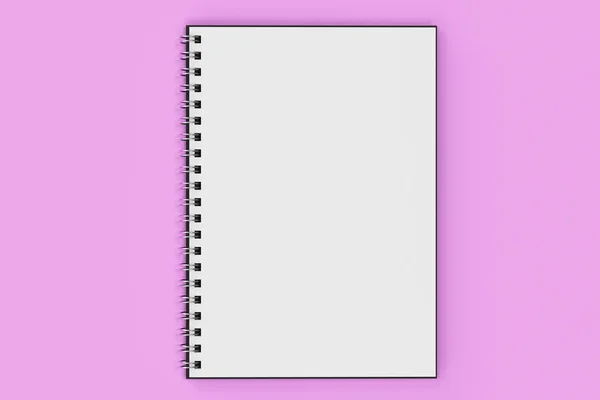 Abrir caderno espiral encadernado no fundo violeta — Fotografia de Stock