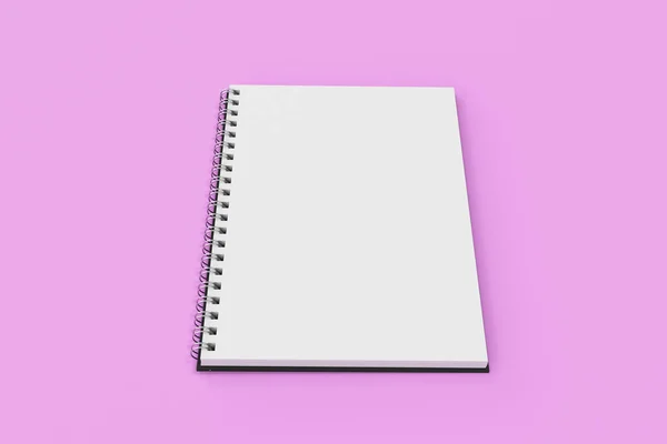 Otevřeli zápisník spirála vázané na fialové pozadí — Stock fotografie