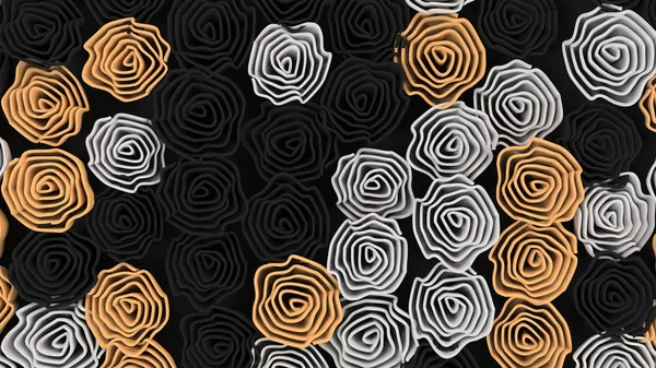 Patroon van zwarte, witte en oranje bloemen — Stockfoto