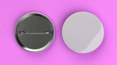 Mor arka plan boş beyaz rozet