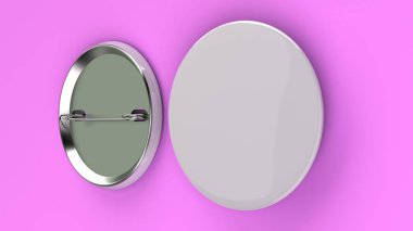 Mor arka plan boş beyaz rozet