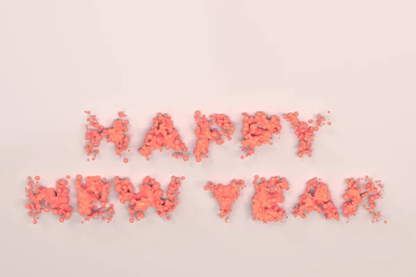 Рідкий червоний Щасливі новорічні слова з краплями на білому тлі — стокове фото
