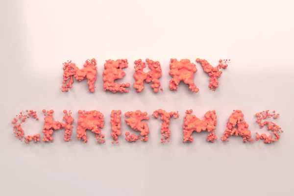 Vermelho líquido Palavras de Feliz Natal com gotas sobre fundo branco — Fotografia de Stock