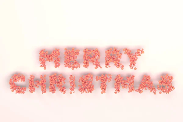 Feliz Natal palavras de bolas vermelhas no fundo branco — Fotografia de Stock