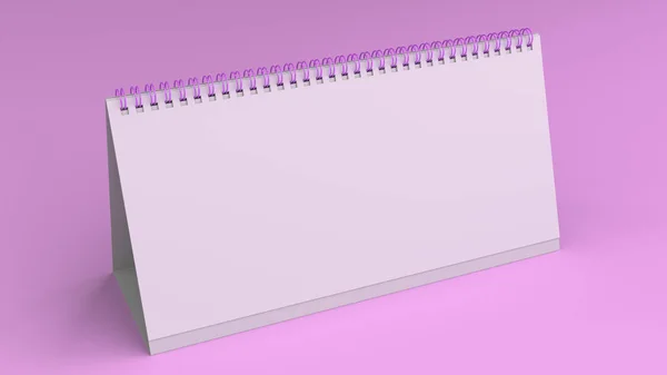 Mesa blanca calendario maqueta en la superficie púrpura — Foto de Stock