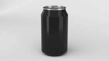 Boş küçük siyah alüminyum tozu can mockup beyaz arka plan üzerinde