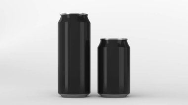 Büyük ve küçük siyah soda mockup kutular