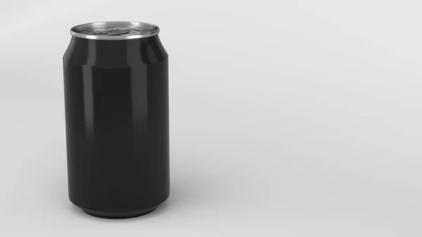 Petit soda blanc en aluminium noir peut se maquiller sur fond blanc — Photo