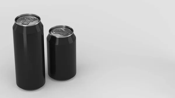 Grote en kleine zwarte soda cans mockup — Stockfoto