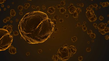 Soyut turuncu virüs hücreleri mikroskop altında