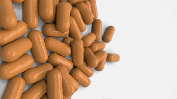 Stapel orangefarbener Medikamentenkapseln — Stockfoto