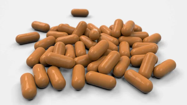 Stapel van Oranje geneeskunde capsules — Stockfoto
