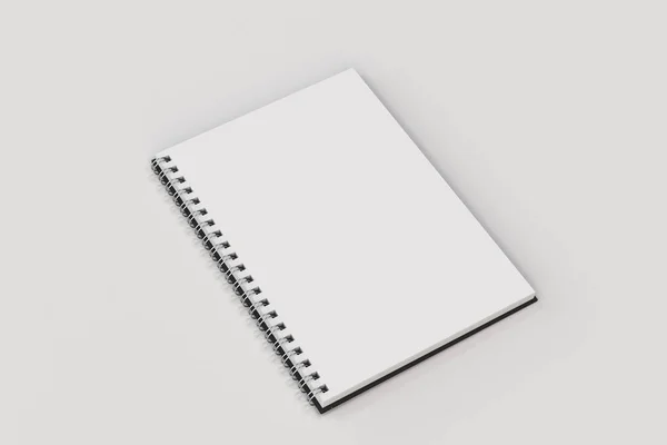 Abrir espiral notebook encadernado no fundo branco — Fotografia de Stock