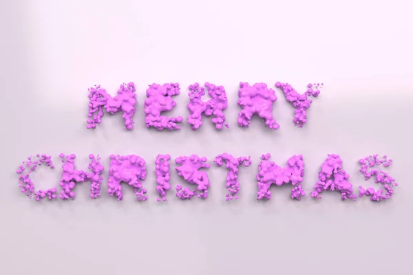 Liquid violet Merry Christmas words with drops on white backgrou — Stock Photo, Image
