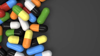 Renkli ilaç kapsül yığını