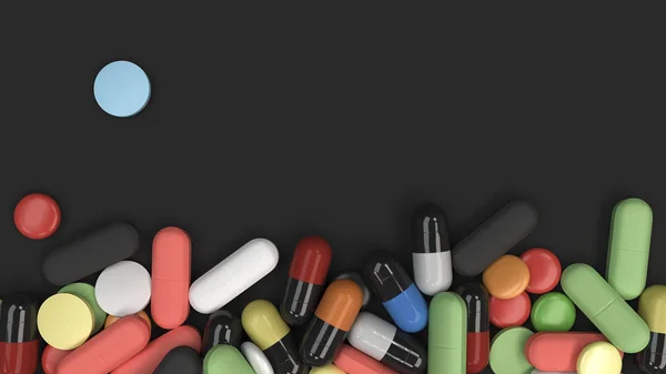 Pila de píldoras de medicina de colores — Foto de Stock