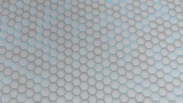 Fond Technologique Abstrait Fait Hexagones Blancs Avec Une Lueur Bleue — Video