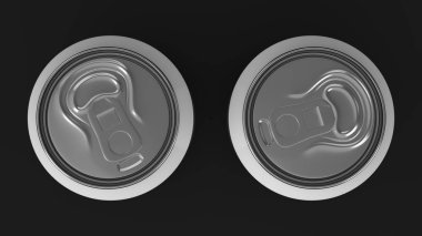 Mockup siyah arka plan üzerine iki küçük beyaz alüminyum soda kutular