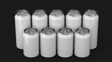  Siyah arka plan üzerine iki raws ayakta beyaz soda kutular