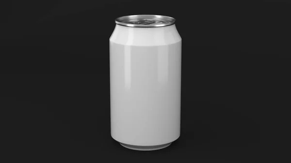 Blank small white aluminium soda can mockup on black background — Stock Photo, Image