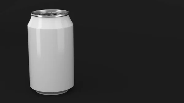 Tom liten vit aluminium soda kan mockup på svart bakgrund — Stockfoto