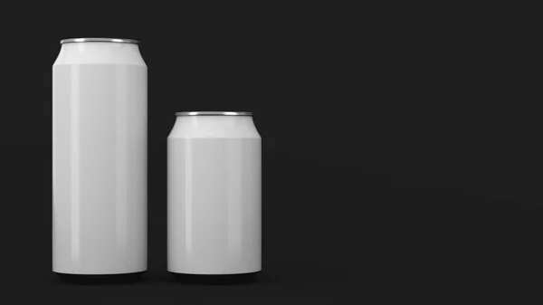 Grandes y pequeños latas de refresco blanco maqueta —  Fotos de Stock