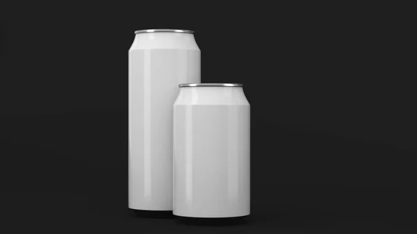 Grandes y pequeños latas de refresco blanco maqueta —  Fotos de Stock