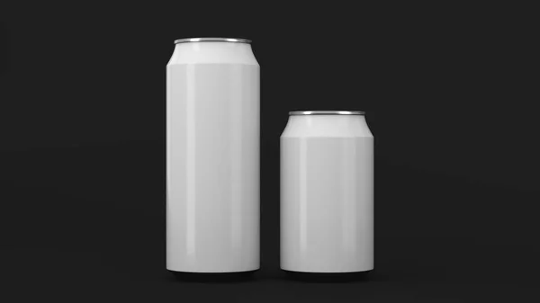 Grote en kleine witte soda cans mockup — Stockfoto