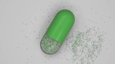 Beyaz arka plan üzerinde renkli ilaç kapsül