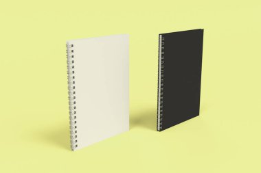Sarı arka plan üzerinde iki defter spiral ile bağlı