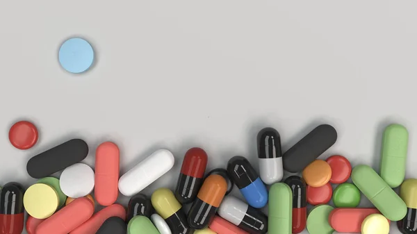 Σωρός από πολύχρωμα ιατρικής χάπια — Φωτογραφία Αρχείου