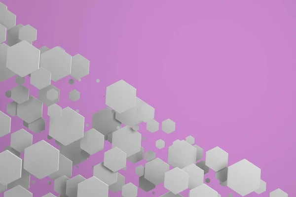 紫色の背景にランダムな大きさの白い六角形 — ストック写真