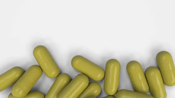 Pila de cápsulas de medicina amarilla — Foto de Stock
